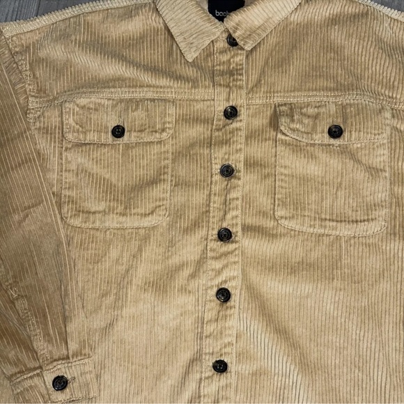 Tan Color Women’s Size 6 Oversize Corduroy Style Shirt CoatBig Buttons By Boohoo - Picture 3 of 8